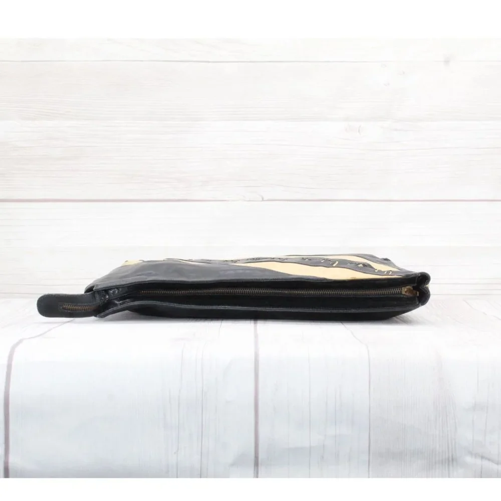 Valentino by Mario Valentino Black Soft Leather Zipper Clutch Bag - Picture 3 of 8